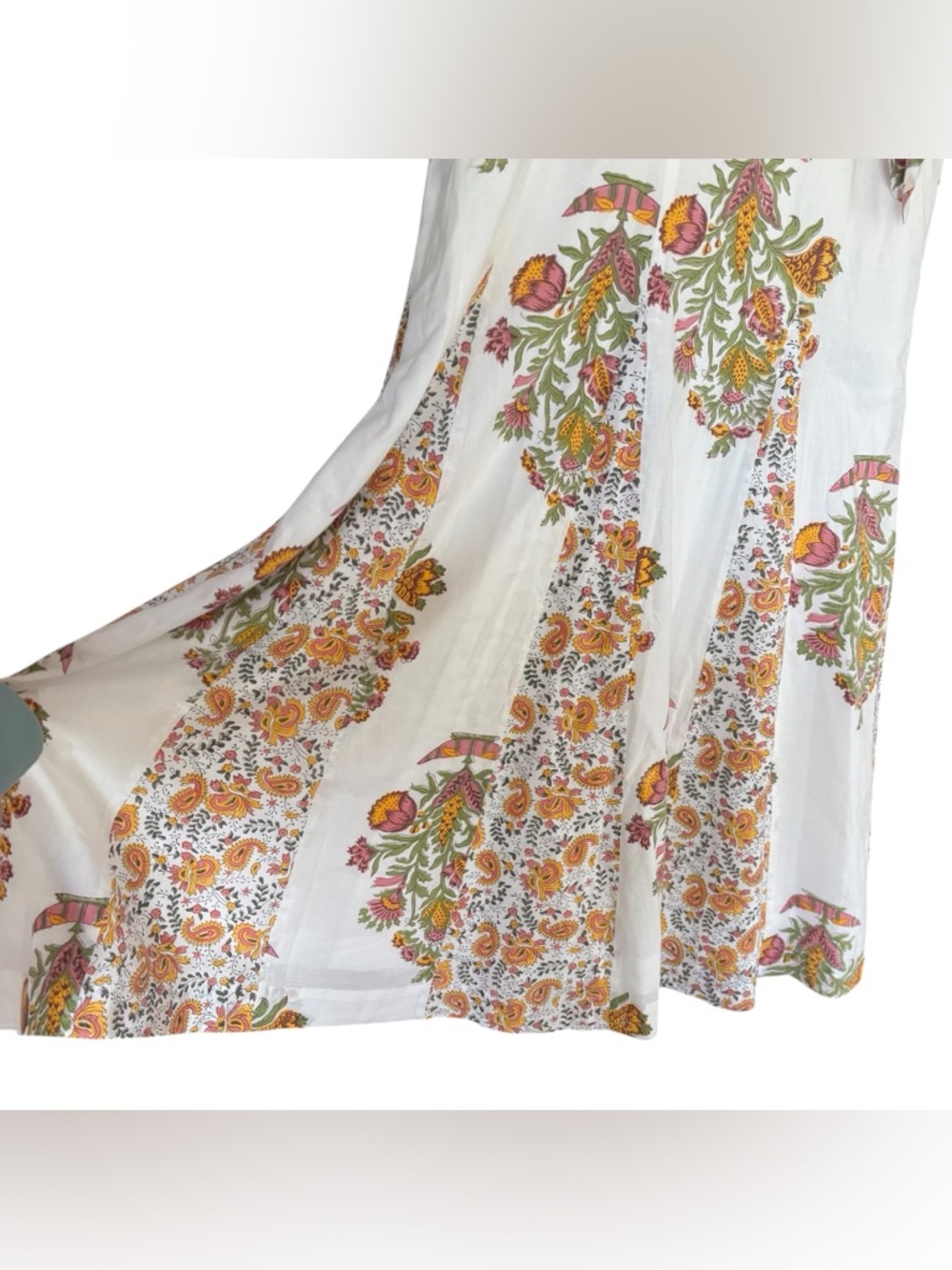 Alix of Bohemia Bianca Belle Hand-Printed Floral Midi Dress Small White Pink - Picture 8 of 10